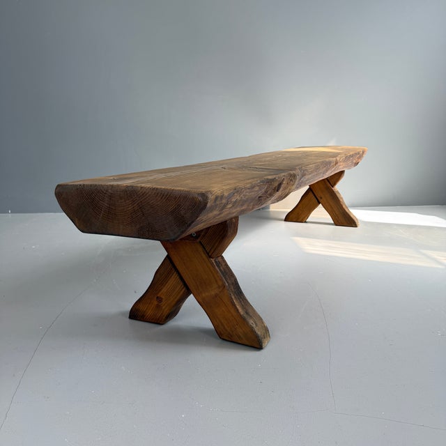Wood Vintage Wooden Brown Bench, 1970s For Sale - Image 7 of 12