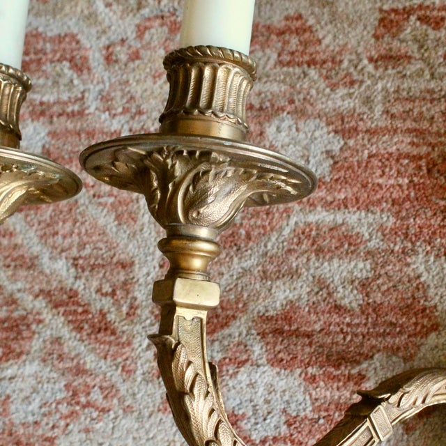 Pair of Louis XVI Style Gilt Bronze Sconces For Sale - Image 10 of 15