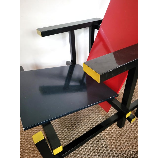 Modern Red and Blue Chair by Gerrit Rietveld, 1980s For Sale - Image 3 of 5
