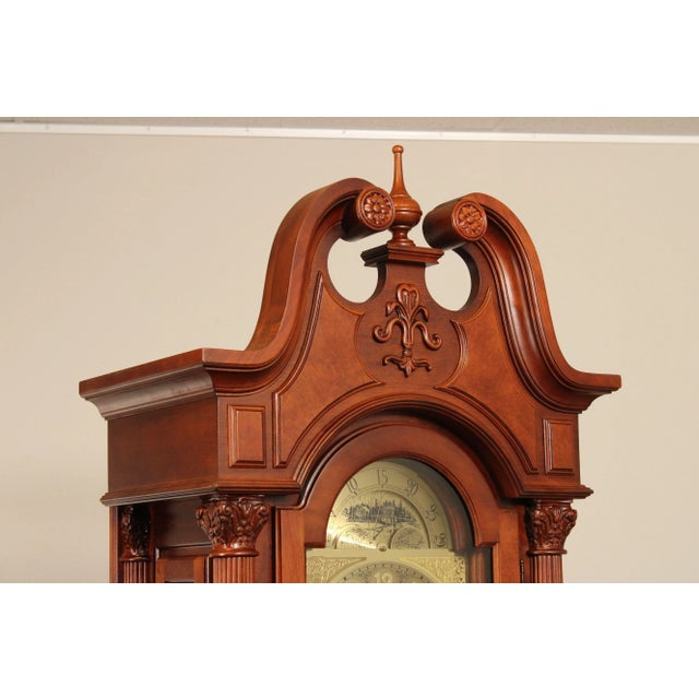 Late 20th Century Late 20th Century Ridgeway Traditional Cherry Tall Case Grandfather Clock For Sale - Image 5 of 13