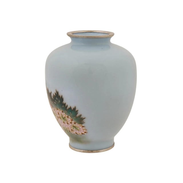Late 19th Century Japanese Cloisonne Enamel Vase W Mount Fuji Landscape For Sale - Image 5 of 7