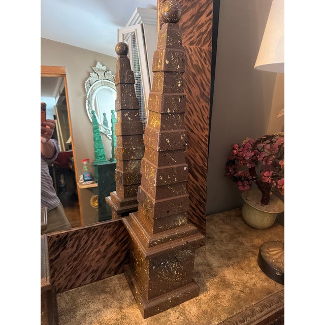 A Pair of Irwin and Lane Faux Porphyr Reticulated Obelisks For Sale In New York - Image 6 of 9