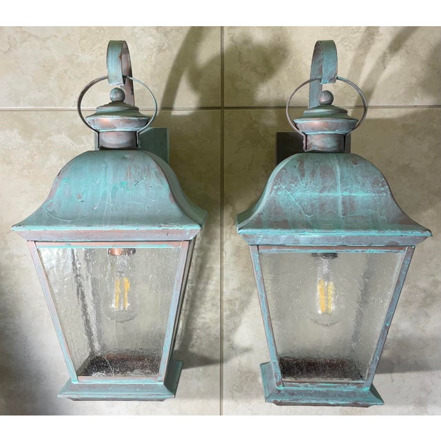 1980s Pair of Vintage Solid Brass Lanterns - Timeless Elegance for Your Home For Sale - Image 5 of 12