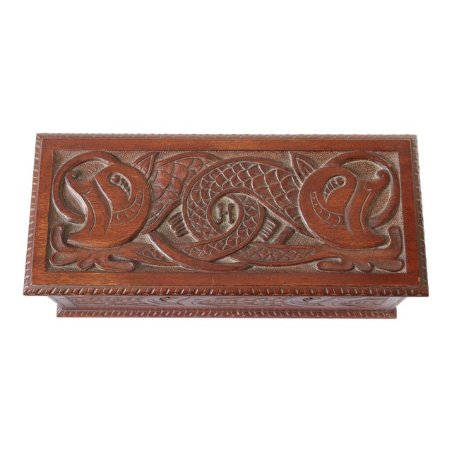 Antique English Carved Jewelry Box For Sale