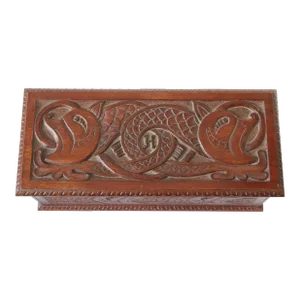 Antique English Carved Jewelry Box