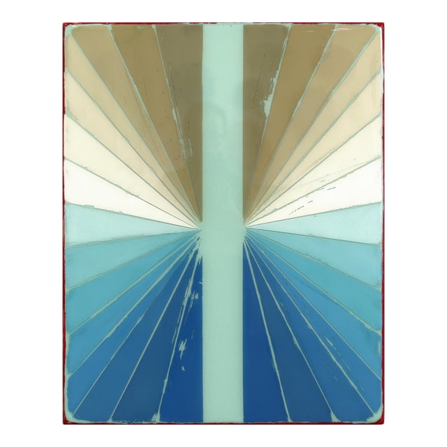 Wiggle Room 25 - Modern Resin Minimalist Blue Cool Tone Gradient Abstract Original Artwork by Ricky Hunt For Sale