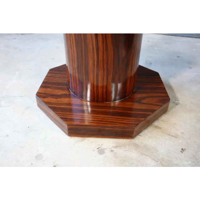 Wood Vintage Art Deco Octagon Wood Inlay Pair of End Tables Rosewood Walnut Burl Side Walnut Regency Antique For Sale - Image 7 of 11