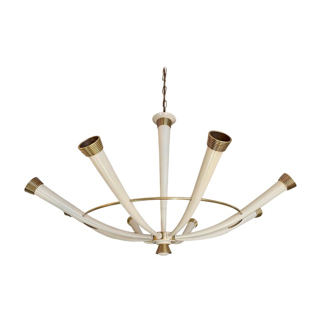 Italian Brass Chandelier, 1950s For Sale