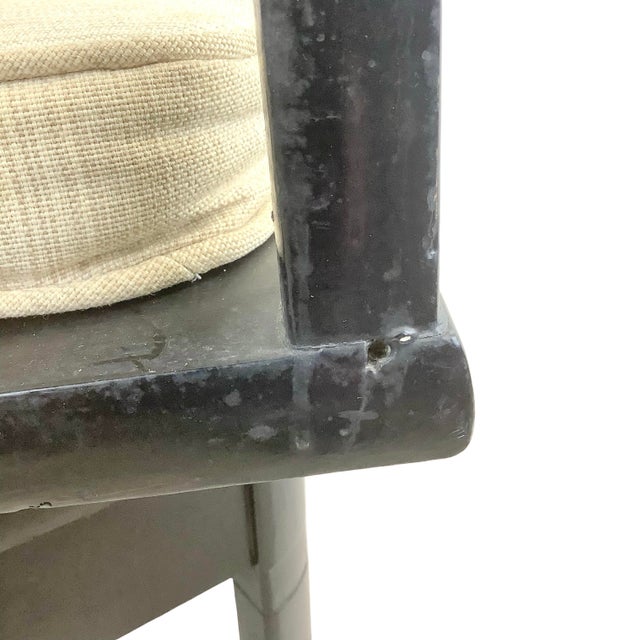 Vintage Hollywood Regency Black Lacquer Swivel Chair With Cane Back For Sale - Image 12 of 18
