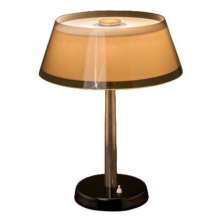 Tuomas Desk Lamp with Brown Shade by Yki Nummi, Finland, 1950s For Sale