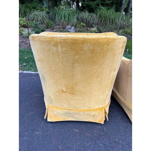 Pair of Mustard Yellow Velvet Club Chairs For Sale - Image 11 of 13