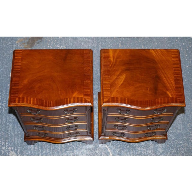 Georgian Style Serpentine Nightstands with Drawers, Set of 2 For Sale - Image 10 of 18