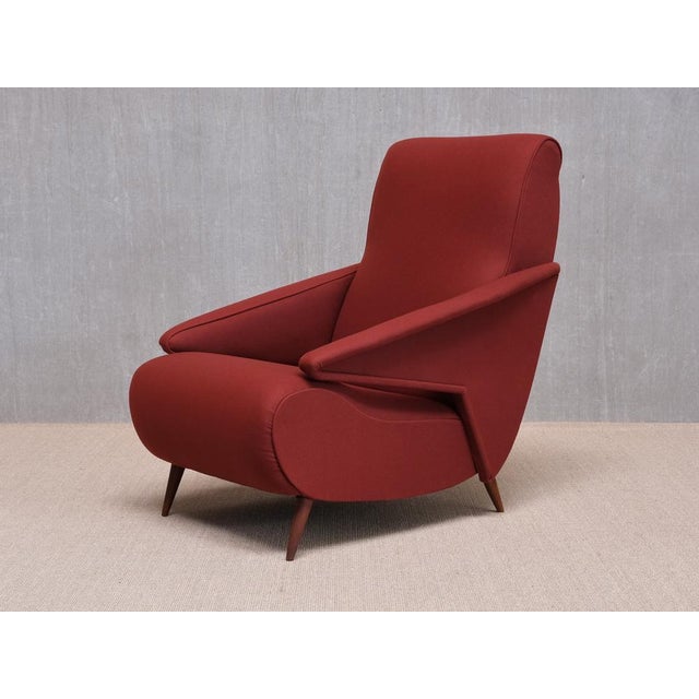 Dedar Wool and Walnut Reclining Armchair from Angelo Banfi, Italy, 1944 For Sale - Image 6 of 18