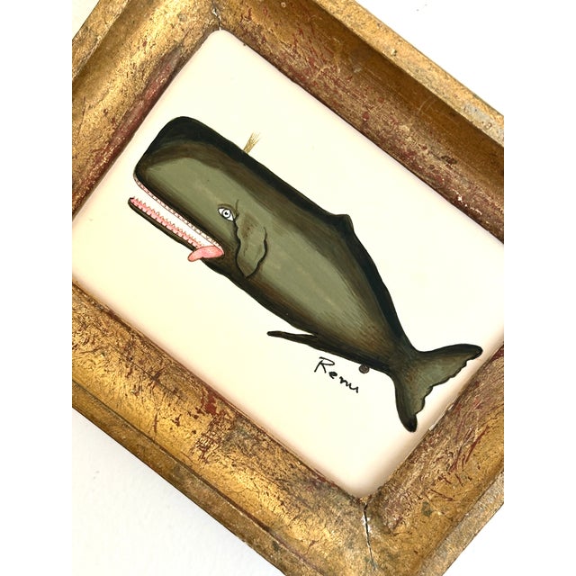 A one-of-a-kind hand-painted painting of a baby whale that is full of whimsy & wonder. This tiny whale is delicately hand-...