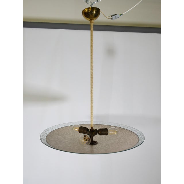 Mid-Century Three-Light Ceiling Lamp in Textured Glass, 1950s For Sale - Image 4 of 16