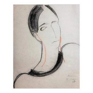 Portrait of Woman - 1970s - François Chapuis - Pastel - Contemporary 1971 For Sale