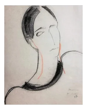 Portrait of Woman - 1970s - François Chapuis - Pastel - Contemporary 1971
