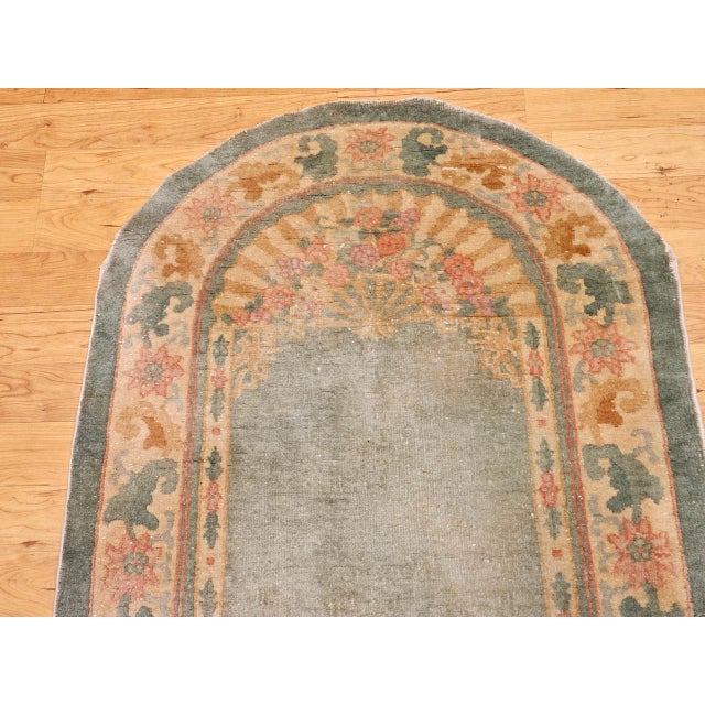 1900 - 1909 Antique Art Deco Chinese Area Rug, Wool on Cotton, Floral Design, Oval 3' x 5' For Sale - Image 5 of 9