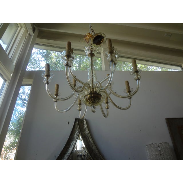 Murano Glass Two Tiered Chandelier By Seguso. This Stunning Murano Glass Chandelier Is Executed In A Very Light Gold...