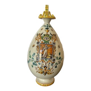 Vintage Majolica Neo Renissance Angelic Pottery Vase/Decanter Beautiful Piece Rare! For Sale