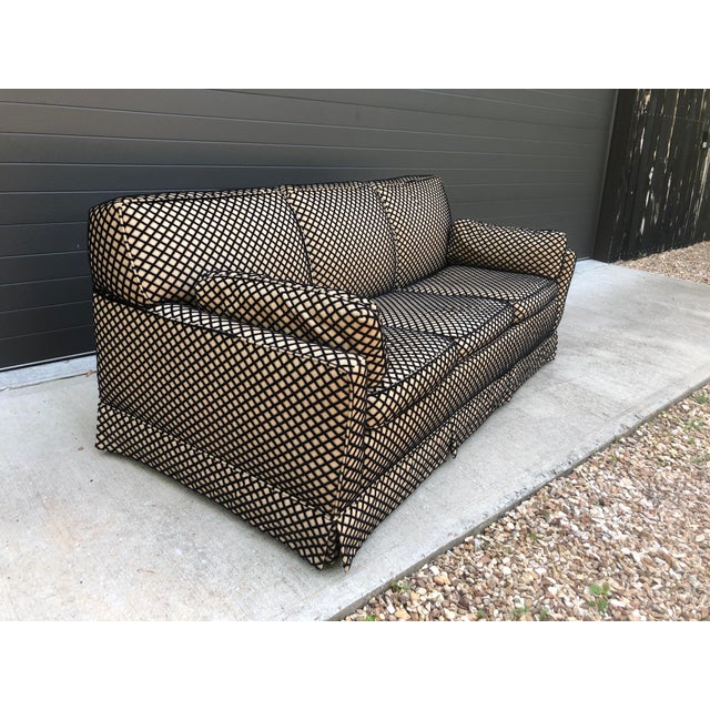 1970s 1970s Flexsteel Sofa Checkered Black Velvet Detail For Sale - Image 5 of 9