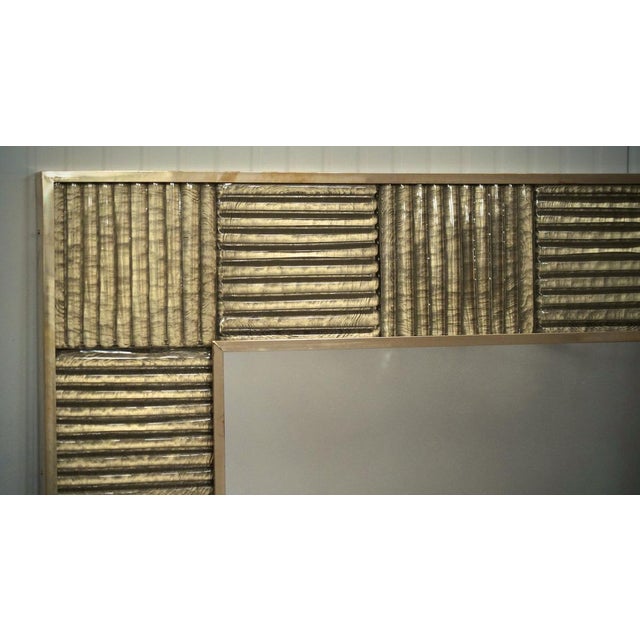 Gold Mid-Century Italian Murano Gold Art Glass and Brass Console Wall Mirror For Sale - Image 8 of 10