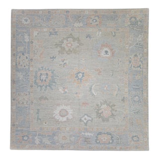Square Turkish Oushak Rug 12'1" x 12'5" For Sale