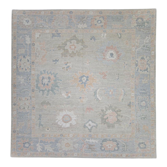 Square Turkish Oushak Rug 12'1" x 12'5" For Sale