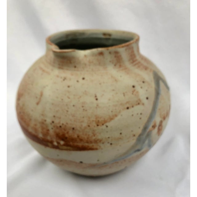 1980s Handcrafted Signed Art Pottery Pitcher For Sale - Image 5 of 11