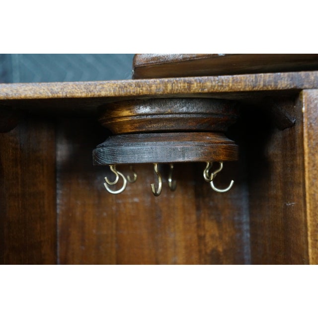 Antique Martha Washington Walnut Spool Sewing Cabinet Chest Side Table Stand For Sale - Image 4 of 18