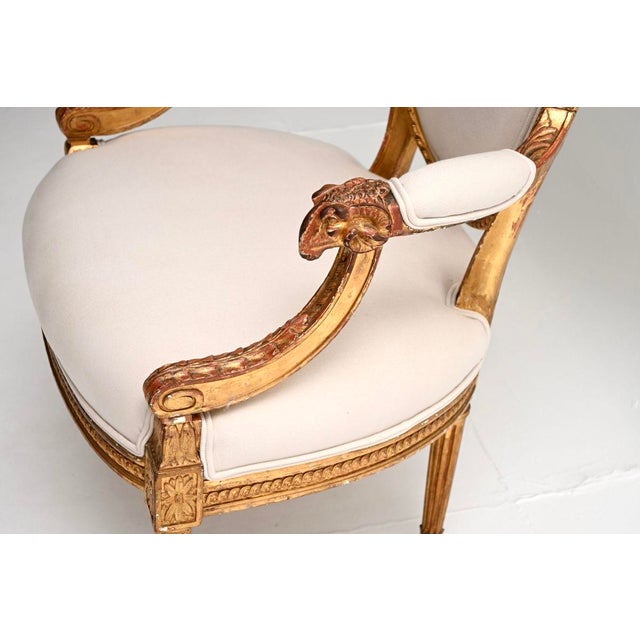 Textile Antique Gilt Wood Salon Chair by S.J Waring, 1880 For Sale - Image 7 of 11