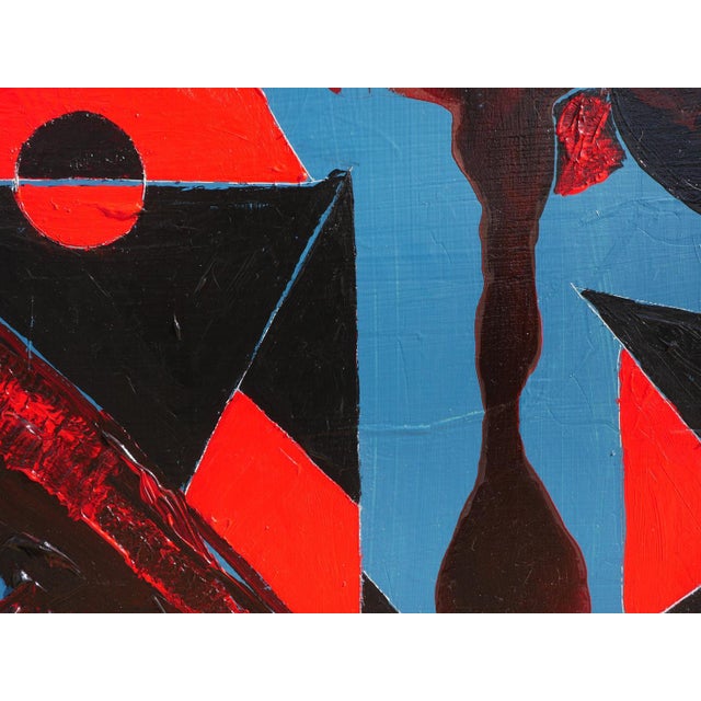 Abstract Paul Reeves "Neanderthal" Contemporary Blue and Red Geometric Abstract Painting, 2023 For Sale - Image 3 of 12