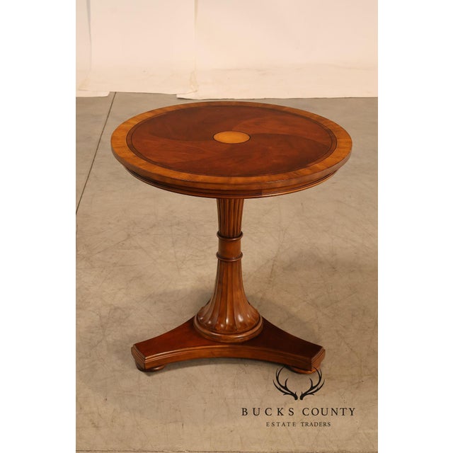 High Quality Round Side Table By Ethan Allen From The Townhouse Collection Featuring A Circular Top With Banded Inlay And...