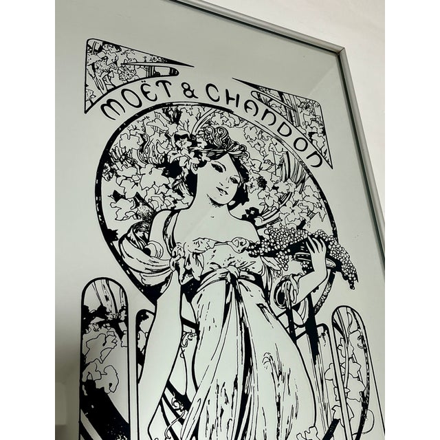 Vintage Art Nouveau Moët & Chandon Advertising Mirror, 1960s For Sale - Image 11 of 18