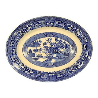 1940s Chinoiserie Blue Willow Platter Homer Laughlin For Sale
