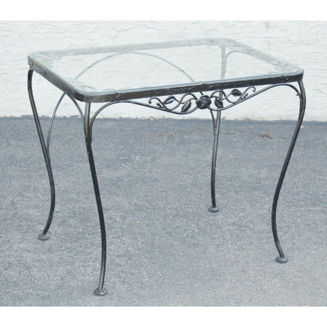 Woodard Chantilly Rose Vintage Wrought Iron Glass Top Patio, Garden