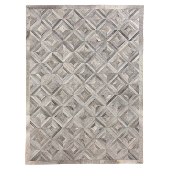 Montgomery Patchwork Leather Silver/Multi Rug - 9'6"x13'6" For Sale