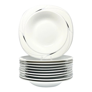 1990s Mikasa “Caviar” Set of 10 Porcelain Rim Soup Bowls