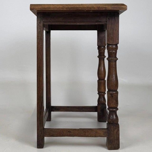 19th Century Antique English Georgian Style Oak Side Table For Sale - Image 9 of 11