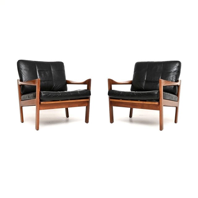 Danish Lounge Chairs in Teak and Leather by Illum Wikkelso, 1960, Set of 2 For Sale - Image 11 of 11