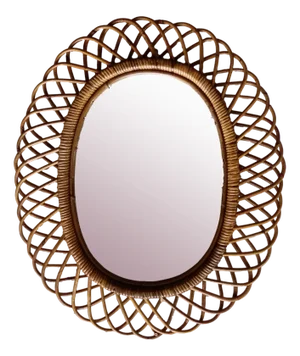 Tan Bamboo Mirror, 1950s