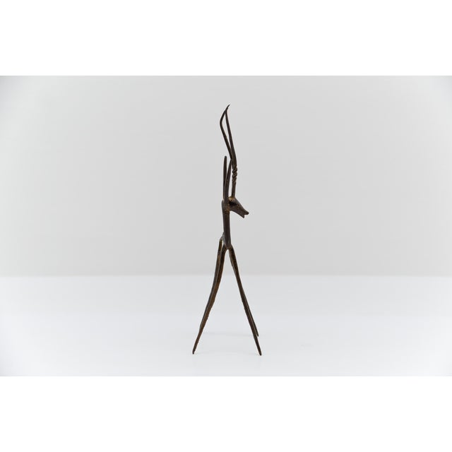 Vintage Handmade Gazelle Brass and Bronze Sculpture, 1960s For Sale - Image 6 of 10