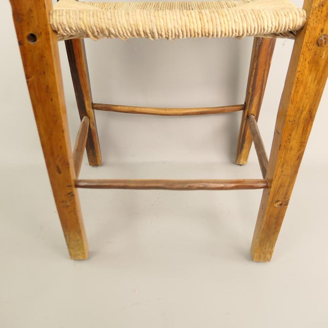 Rural Cherry Wood and Straw Armchair, France, 1840s For Sale - Image 6 of 10