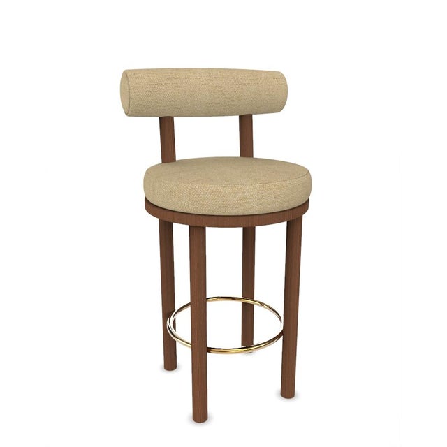 Contemporary Collector Modern Moca Bar Chair in Safire 15 Fabric and Smoked Oak by Studio Rig For Sale - Image 3 of 7