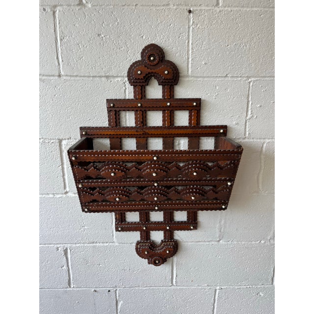 Wood Antique Tramp Art Magazine Rack, Wood, Folk Art Style For Sale - Image 7 of 9