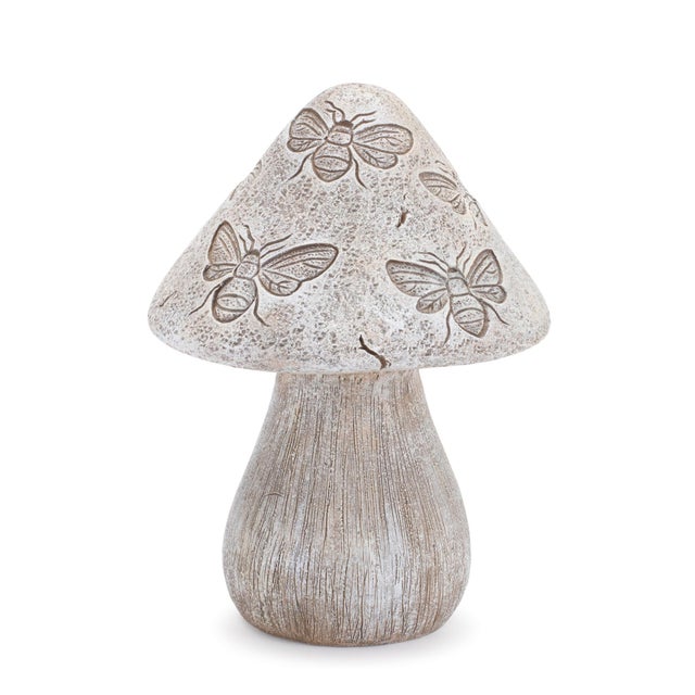 Realism Bumble Bee and Butterfly Print Mushroom (Set of 2) For Sale - Image 3 of 3