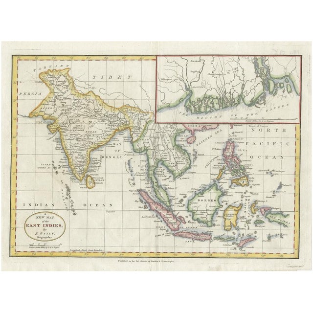 Map of the East Indies India, Siam, Philippines, Java, Borneo and Ganges, 1782 For Sale - Image 10 of 10