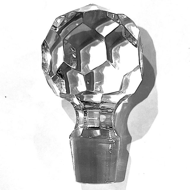 Late 20th Century Vintage Square Body Cut Lead Crystal Decanter - Faceted Stopper For Sale - Image 5 of 10