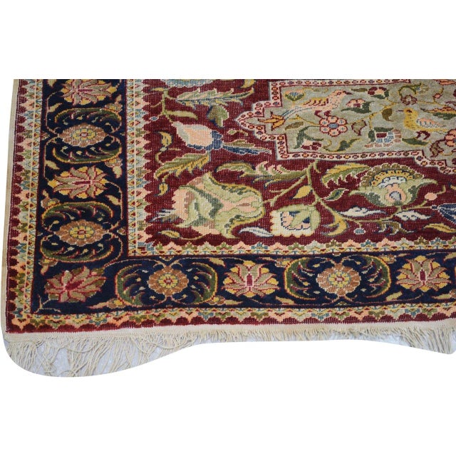 Turkish Antique Turkish Kayseri Hand Knotted Silk and Cotton Rug, 4'x6' For Sale - Image 3 of 6