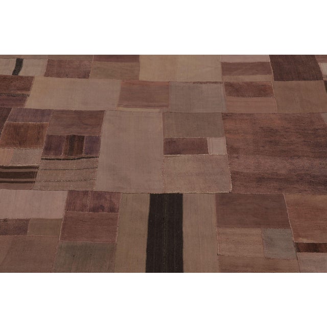 Rug & Kilim Vintage Turkish Rug in Brown With Geometric Patchwork Composition - Rug & Kilim For Sale - Image 4 of 9